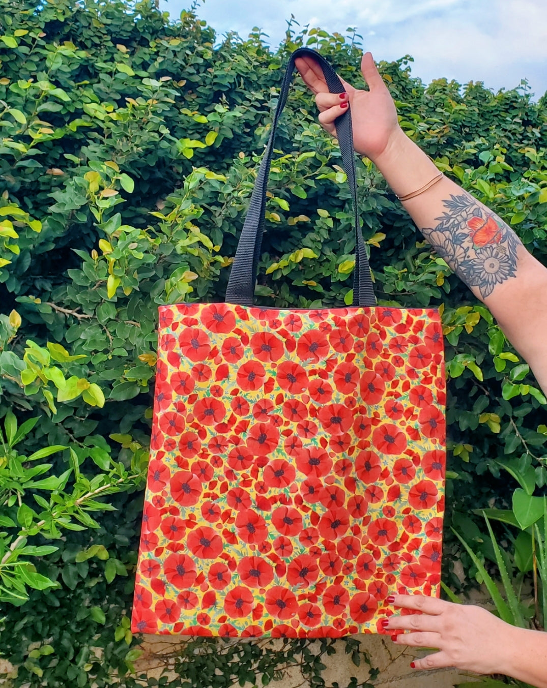 Red Flowers Tote Bag